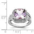 thumbnail image 4 of Primal Silver Sterling Silver Rhodium-plated Checker-cut Pink Quartz and Diamond Ring, 4 of 5