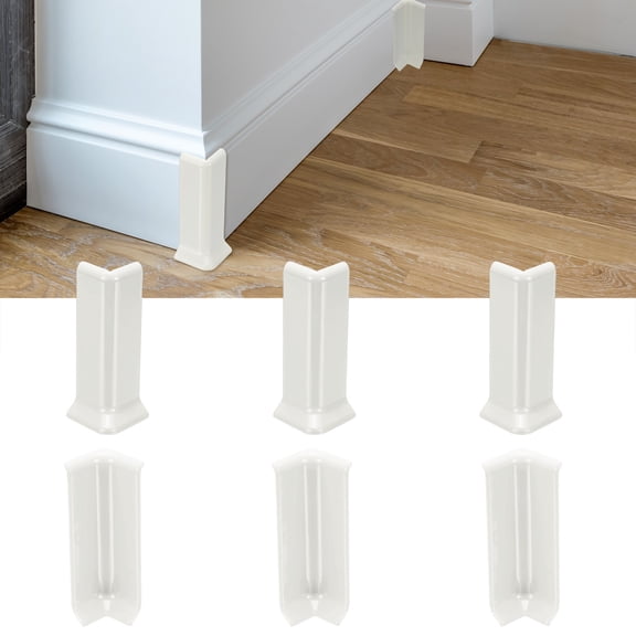 Uxcell Self Adhesive Baseboard Corner Blocks, 4.07 Inch Wall Edge Corner Protector 3 Inside + 3 Outside Corners-connector for Wall Floor Furniture Edge(White)
