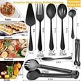 thumbnail image 2 of 12 PCS Stainless Steel Serving Utensils - Large and Slotted Spoons, Forks, Tongs Bundle, Perfect for Buffet Catering and Parties, Black, 2 of 4