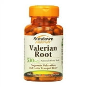 Sundown Naturals Valerian Root Whole Herb 530 mg Calm Tranquil Rest, 100 ct