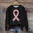 thumbnail image 3 of WREESH Women's Pink Ribbon Graphic Pullover Breast Cancer Awareness Sweatshirt Fall Long Sleeve Top Crewneck Sweatshirts Black, 3 of 4