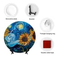 thumbnail image 4 of Daiia Starry Night Sunflower Field Printed Pattern Ceramic Plate Dinner Plates Bone China Decorative Plates with Display Stand Art Ceramic Ornaments for Wall Hanging Decoration-10in, 4 of 6