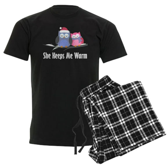 CafePress - She Keeps Me Warm Owl Couple Men's Dark Pajamas - Men's Dark Loose Fit Cotton Pajama Set