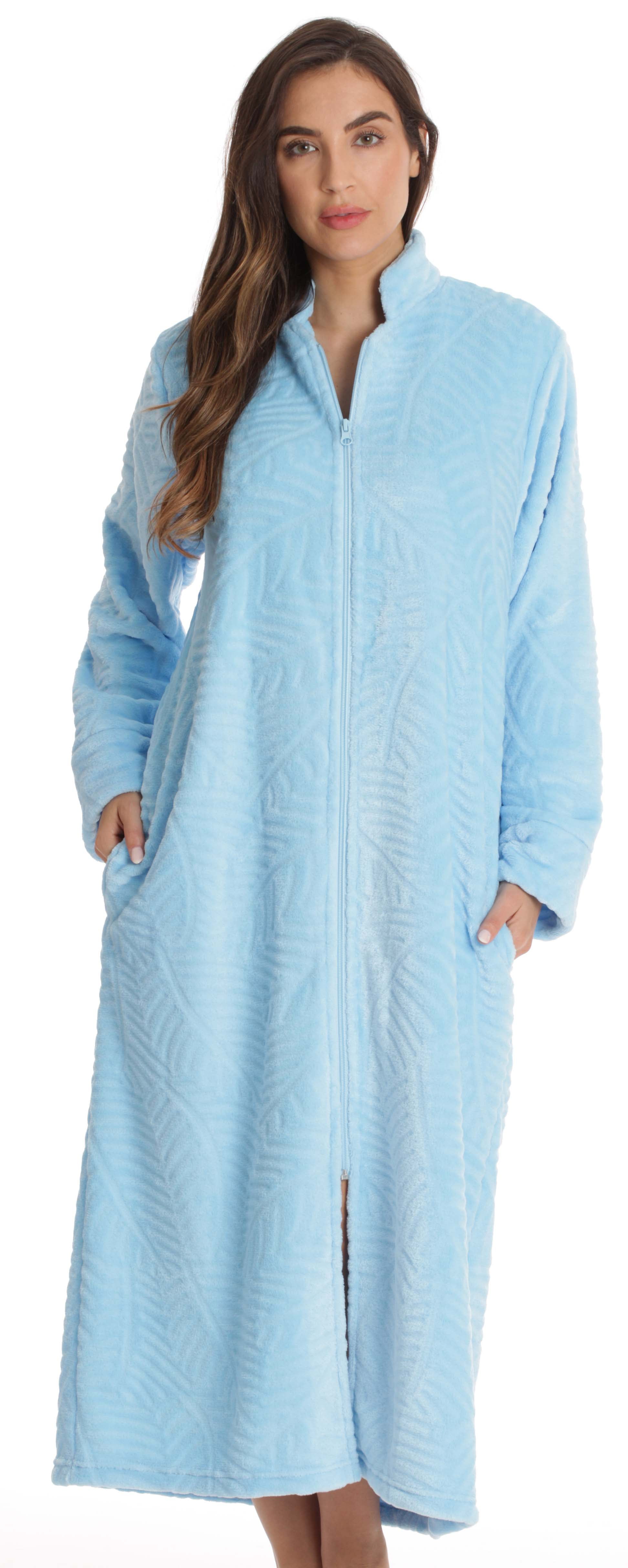 Just Love Just Love Plush Zipper Lounger Robe (Blue, 2X)