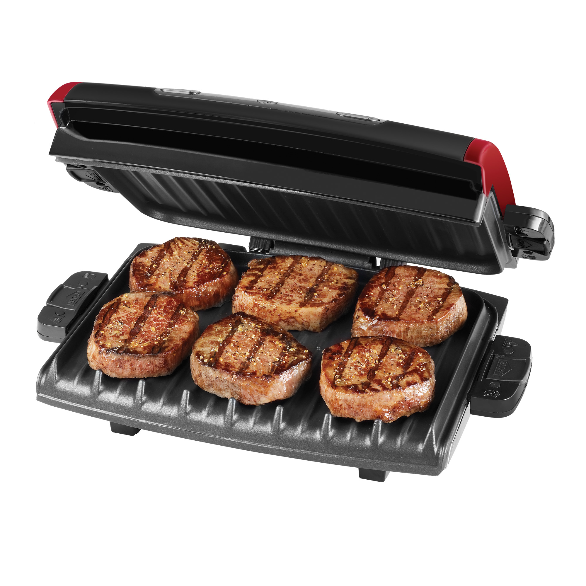 George Foreman 6-Serving Digital Timer & Temp Removable Plate Grill, Red, GRP95R - image 2 of 3