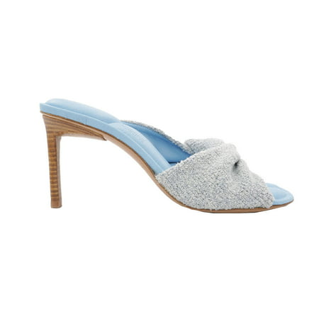 

Jacquemus Ladies Light Blue Bagnu Asymmetric Open-Toe Mules Brand Size 38 (US Size 8)