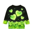 thumbnail image 4 of Tauxra Chandail de la Saint-Patrick pour Adultes, T-Shirt à Manches 3/4 Imprimé Col Rond, T-Shirt Graphique Trèfle Décontracté à Manches Longues pour Activités Festives, 4 of 6