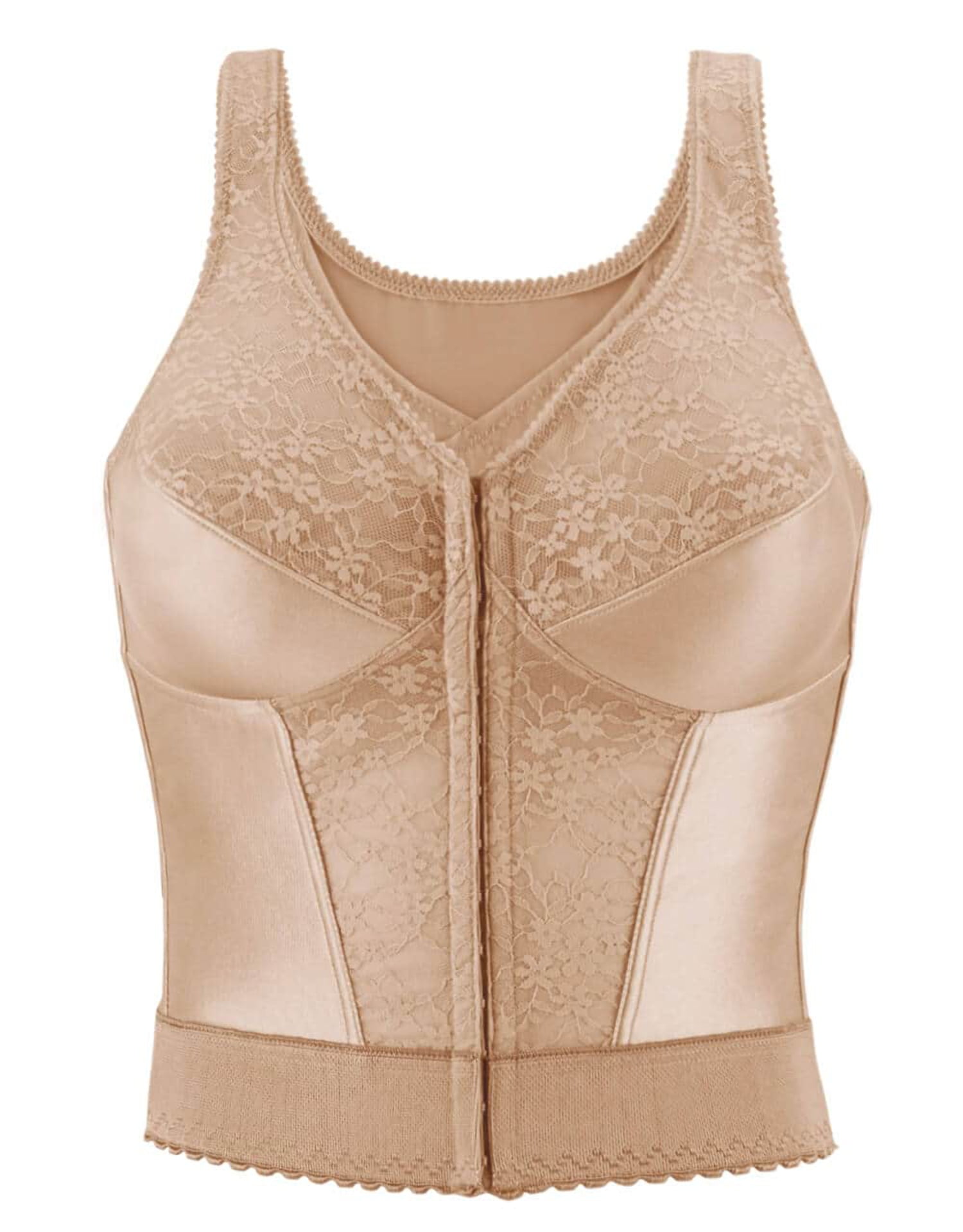 Exquisite Form 5107565 Fully® Slimming Wireless Back  Posture Support Longline Bra with Front Closure  Lace