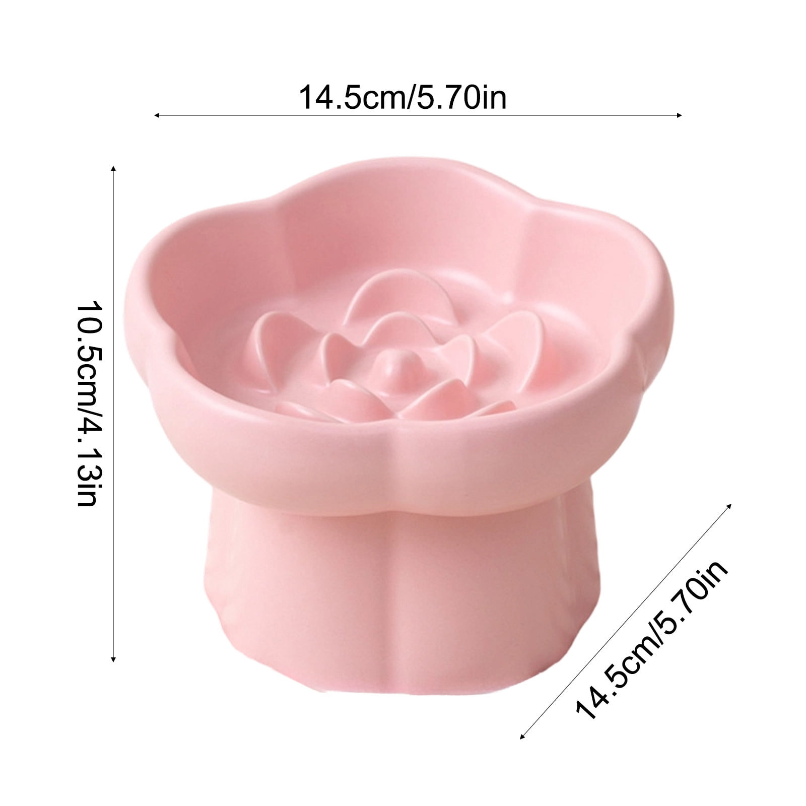 Elevated Pet Bowl, High Foot Ceramic Slow Feeder, Slant Neck Protection Design, Non-Slip Anti-Spill Dish for Kittens Puppies Small Pets Mealtime Comfort and Overeating Control