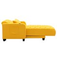 thumbnail image 6 of Modern Tufted Lounge Sofa Bed with Adjustable Back and Wireless Charging, Upholstered Chaise Lounge Chair with Cup Holder and Pocket, Rectangular Chair Bed for Bedroom Living Room Balcony, Yellow, 6 of 9