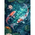 thumbnail image 1 of Fish lotus Full Square Round Rhinestone Kit Embroidery Animal Mosaic Needlework Handmade, 30*40cm, Frame not included.,SY1869, 1 of 4