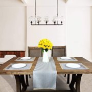Table Runner, Deluxe Table Runner for Dining Tables, Modern Jute Trim Design, Washable Custom Made Cotton Yarn Striped Table Runner