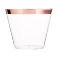 thumbnail image 1 of Cateissary Vasos desechables con borde dorado de 100 piezas para un toque de elegancia en cualquier evento, vaso transparente para bebidas Mostrada borde plateado, 1 of 6
