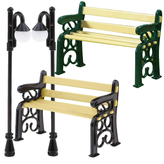 PTOOTP Mini House Street Lamp Chair Green Metal 1 Set 4.9x3.3in