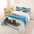 thumbnail image 2 of jejeloiu Beach Boardwalk Full Size Comforter Sets,Coastal Scene Bedding Comforter Set For Boys,Blue White,Reversible,3-Piece,1 Comforter and 2 Pillowcases, 2 of 7