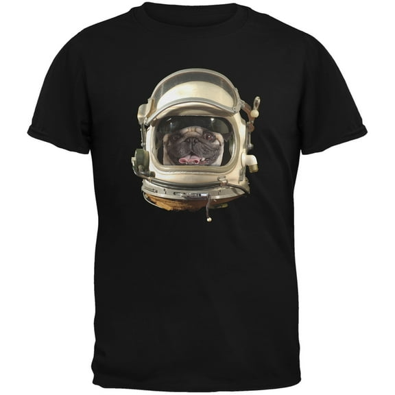 Astronaut Pug Black Youth T-Shirt - Medium(10/12)