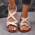 thumbnail image 6 of Yyuenw Casual PU Flat Sandals Women Open Toe Crisscross Straps Lightweight Holiday Dating Summer Shoes, 6 of 9