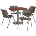 thumbnail image 3 of KFI Studios Mode Round 3' Dining Table Set, Mahogany, 4 Light Grey KOOL Chairs, 3 of 6