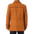 thumbnail image 3 of Abrigo de media longitud INSPIRE CHIC para hombre, abrigo de invierno con cremallera y un solo botón, abrigo de negocios con cuello de bufanda, talla XL, marrón caramelo, 3 of 6