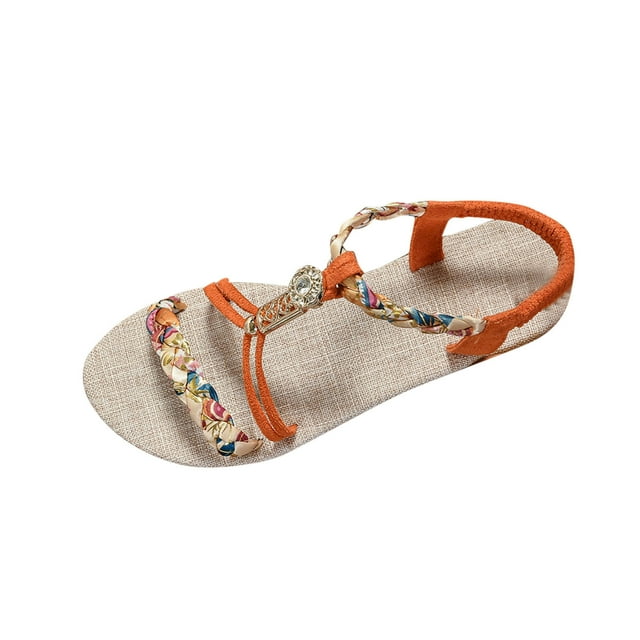 VEKDONE Sandales d'Été pour Femmes Mode Femmes Décontractées Bout Rond Sandales Confort Plage Sandales Décontractées Chaussures