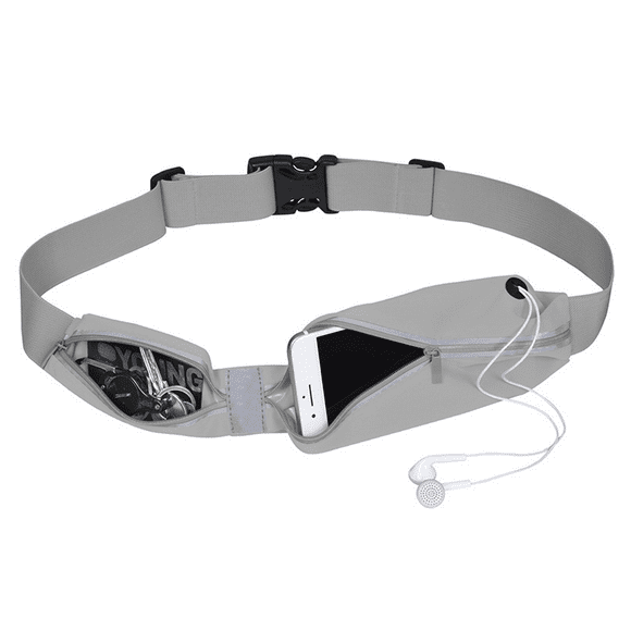 Riñonera para correr para mujeres y hombres, soporte para teléfono para correr, equipo reflectante para correr, cinturón de viaje para teléfono celular, gris