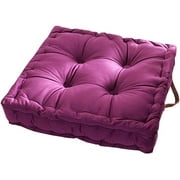 Nvzi Square Solid Color Velvet Seat Cushion with Handle Tufted Thicken Chair Pad Tatami Floor Pillow Cushion 16.5"x16.5"x4" Purple