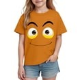 thumbnail image 4 of Blusas y camisas de manga corta con cuello redondo para niños y niñas, color liso, con estampado de expresión linda, manga corta, holgadas y cómodas, blusa para niña, 4 of 6