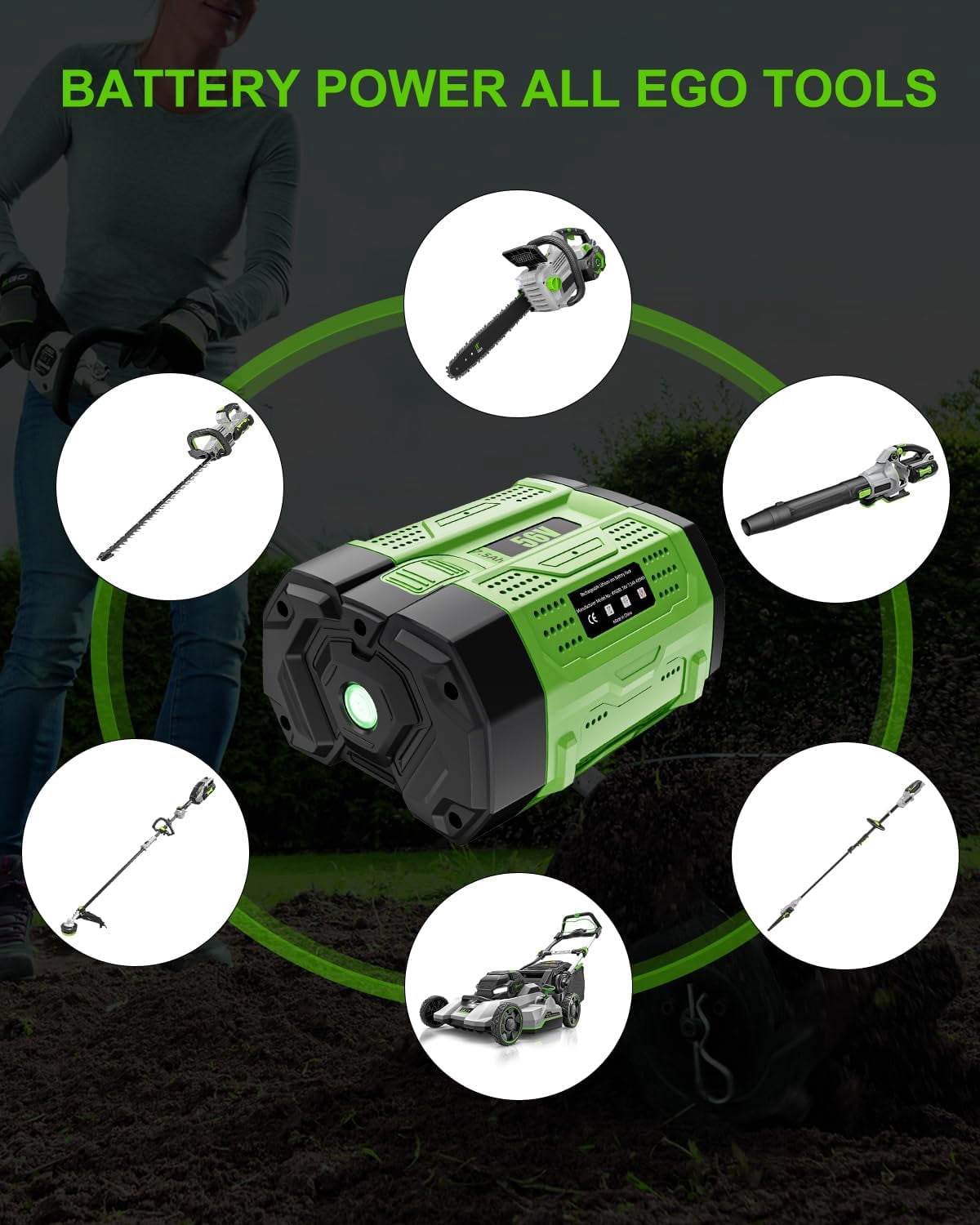 2pack 7.5Ah Replacement for EGO 56 Volt Lithium-ion Battery BA1400T BA2800 BA2800T BA4200 BA4200T Compatible with EGO 56V Power Tools Lawn Mower Leaf Blower Chainsaw