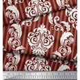 thumbnail image 2 of Soimoi Red Cotton Duck Fabric Stripe & Vector Design Damask Printed Fabric 1 Yard 56 Inch Wide, 2 of 3