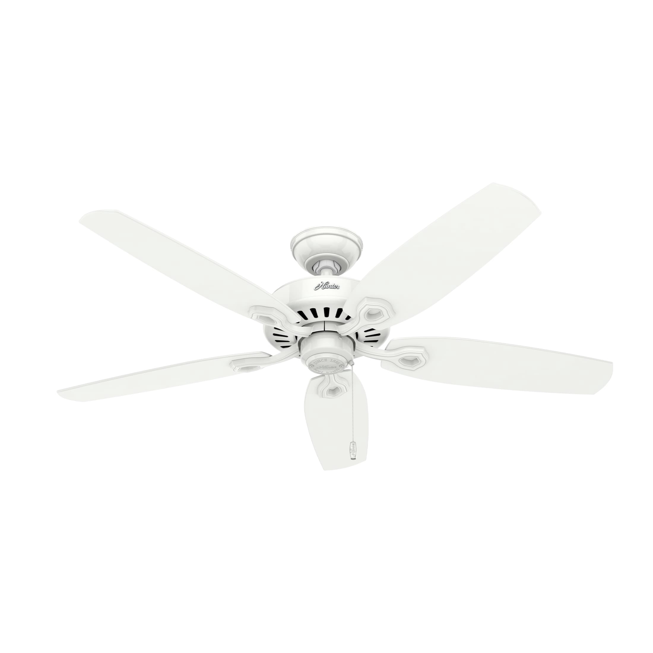 Hunter - Builder Indoor Ceiling Fan, 52-inch, Snow White, Traditional-style, 3-speed WhisperWind Motor, 53240, for living rooms, bedrooms, home offices, kitchens