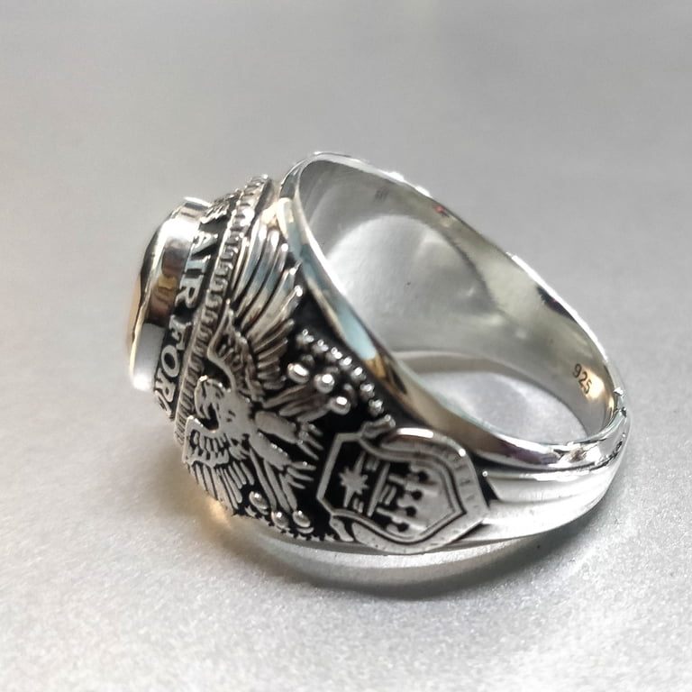 Genuine Black ONYX Ring - US Air Force Ring - USAF Ring - 925
