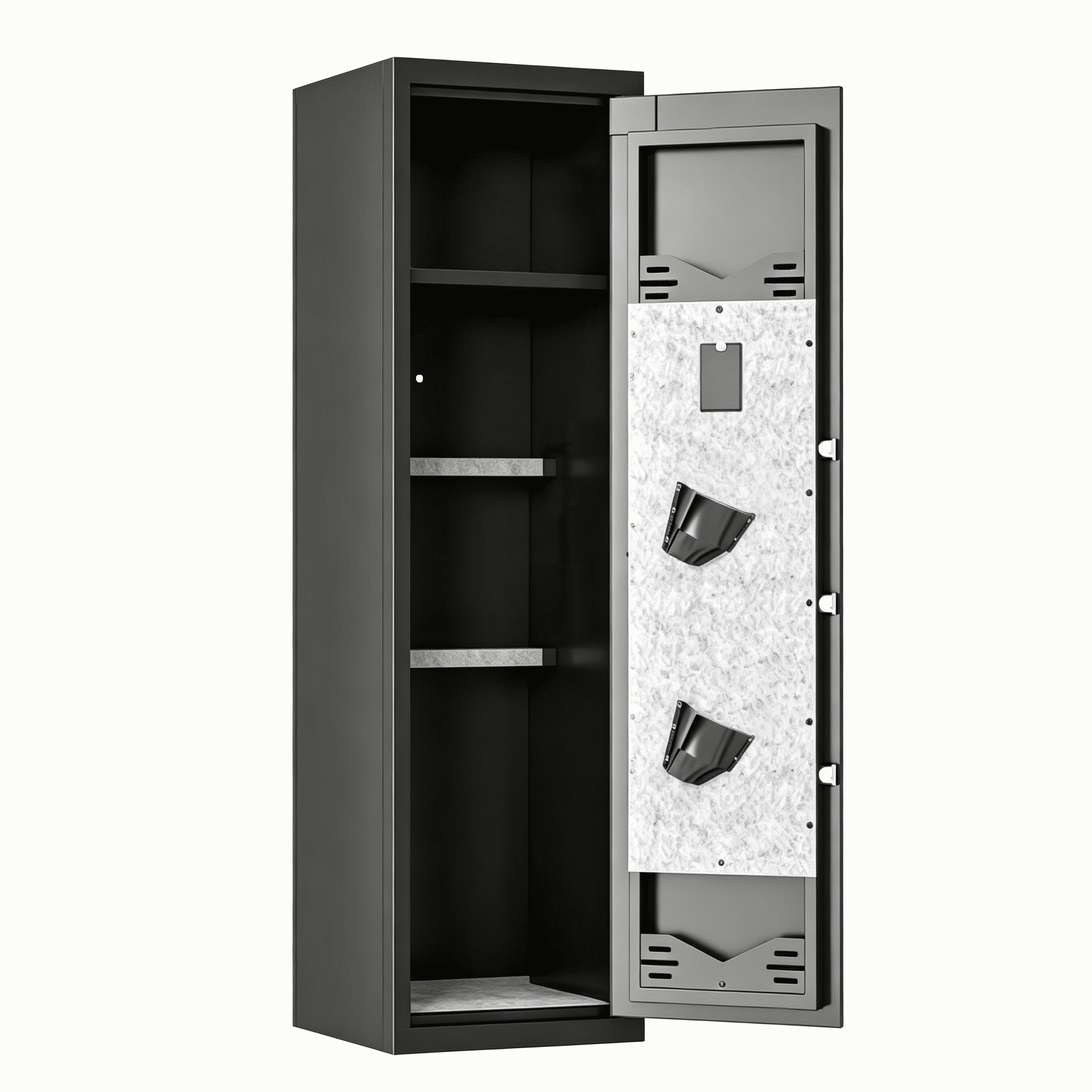 52" Tall Black Rifle Safe, Biometric & Keypad Lock, Adjustable Gun Racks with Built-in Alarm System