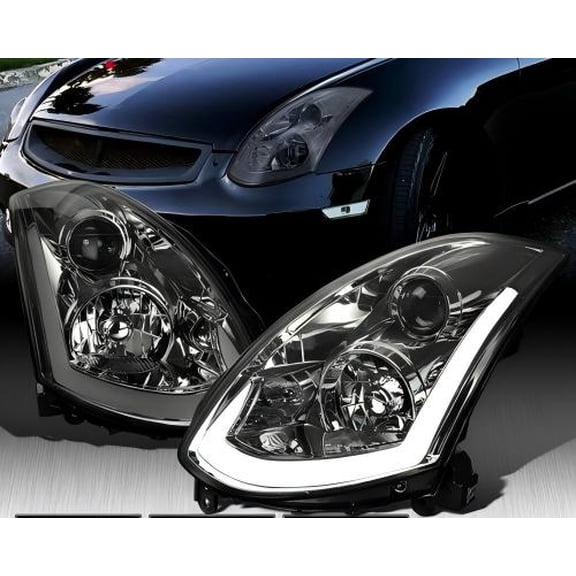 Fit 03-07 Infiniti G35 Coupe Smoke Projector Headlights LED Sequential Signal