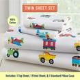 thumbnail image 3 of Wildkin Kids 100% Cotton Sheet Set for Boys and Girls - Twin (Trains, Planes & Trucks Blue), 3 of 9