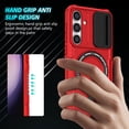 thumbnail image 3 of Case for Samsung Galaxy S26, with Sliding Camera Cover & Ring Kickstand, Military Grade Drop Protective Hybrid Shockproof Anti-fall Phone Case Cover for Samsung Galaxy S26, Red, 3 of 10