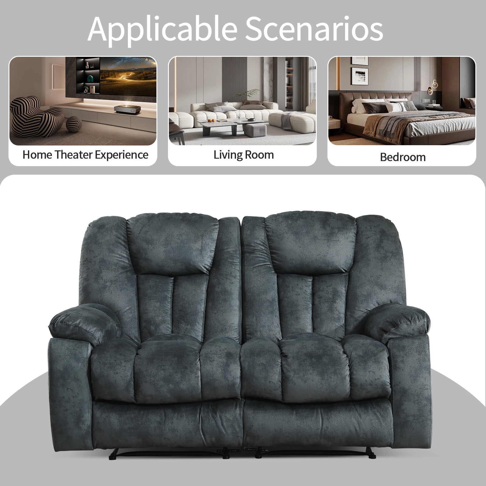 Bonzy Home 2-Piece Manual Recliner Sofa Set, Overstuffed Reclining Loveseat and Wide 3PC Recliner Chairs Sofa for living room, Olive-green