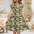 thumbnail image 2 of FamilyThread Girls Summer Camouflage Double Layer Dresses with Ruffle Short Sleeve Casual A-Line Swing Twirly School Sundress For 5-14Y, 2 of 8