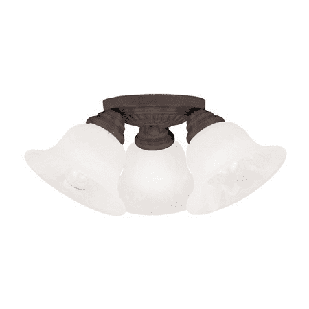 

Semi Flush Mounts 3 Light With White Alabaster Glass Bronze size 15 in 180 Watts - World of Crystal
