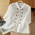 thumbnail image 2 of Shirts for Women,Tops for Women,Womens Round Neck Printed Loose Shirt with Three Quarter Sleeves Top,Shirt for Women,Loose Tops for Women, 2 of 9