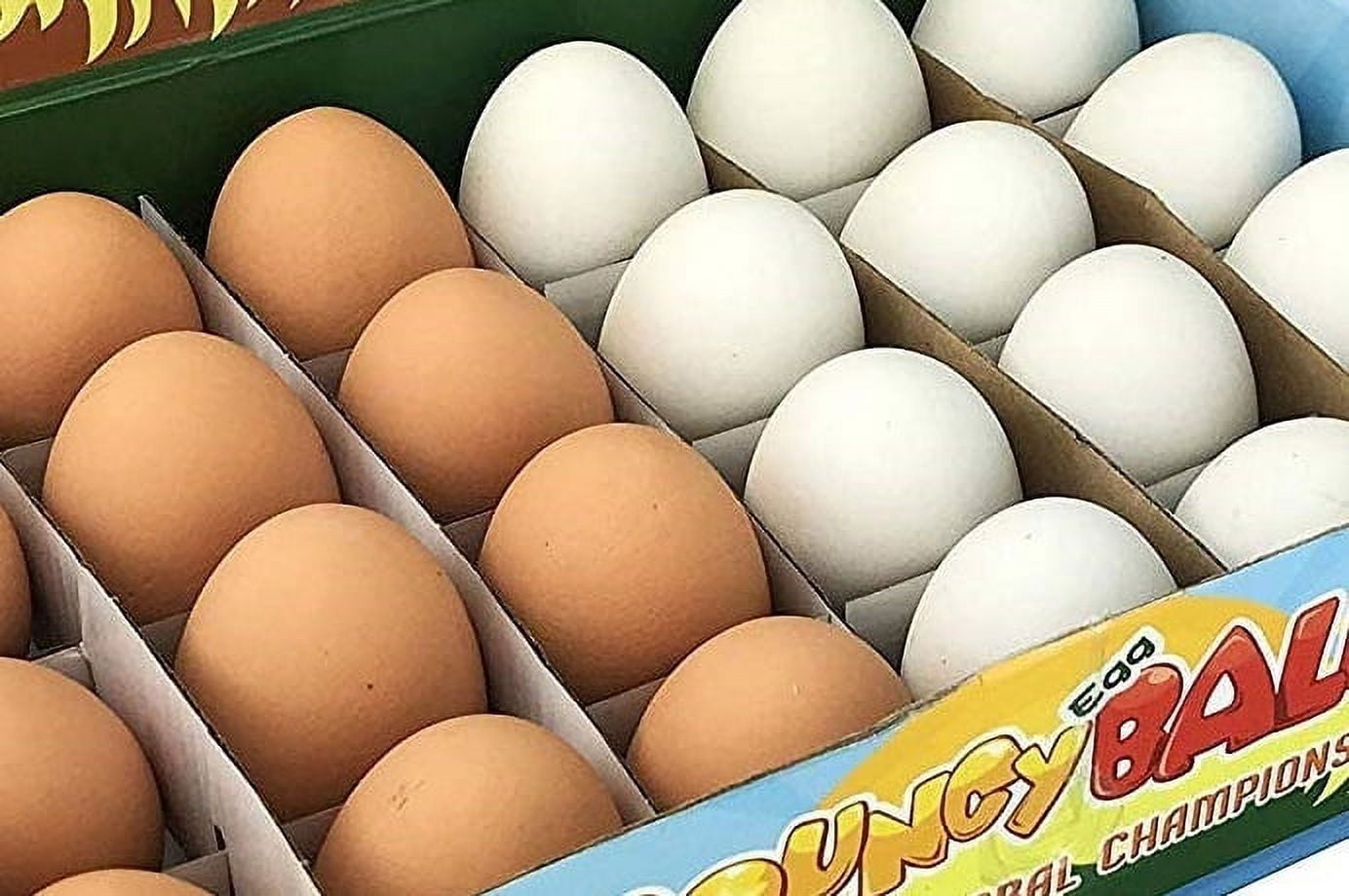 PlayWorld Realistic Fake Rubber Bouncy Eggs - 24 Eggs per Pack - Multicolor