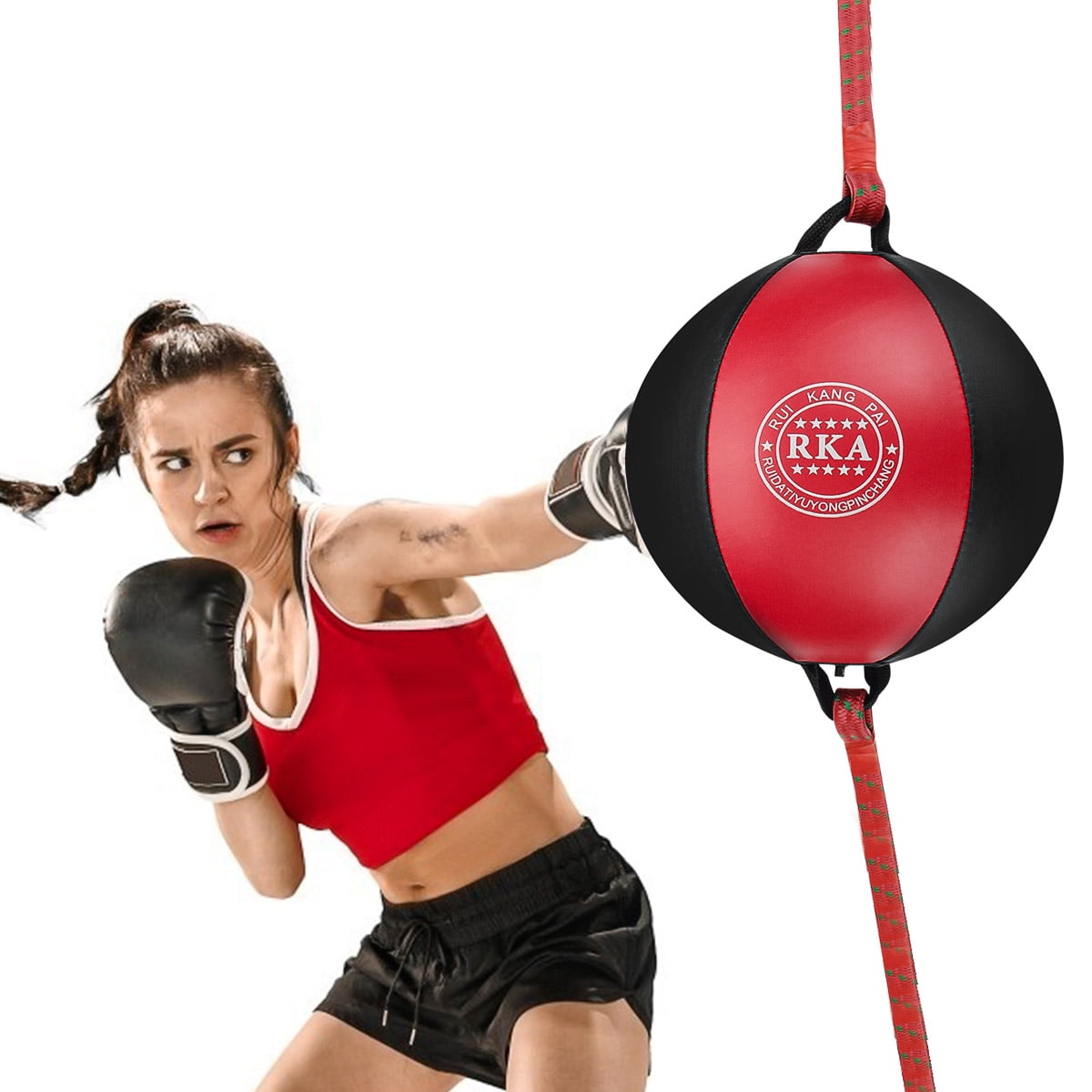 New Double End Muay Thai Boxing Punching Bag Speed Ball No Bungie Rope 