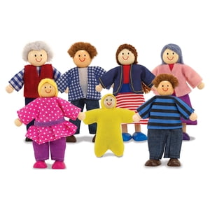 Melissa & Doug 7-Piece Poseable Wooden Doll Family