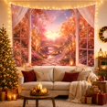 thumbnail image 3 of Stone Pathway Through Glowing Lanterns & Autumn Foliage, Whimsical Fantasy for Nature Lovers, Enchanted Landscape Art, Housewarming Gift Tapestry Wall Hanging for Bedroom and Living Room, 3 of 6