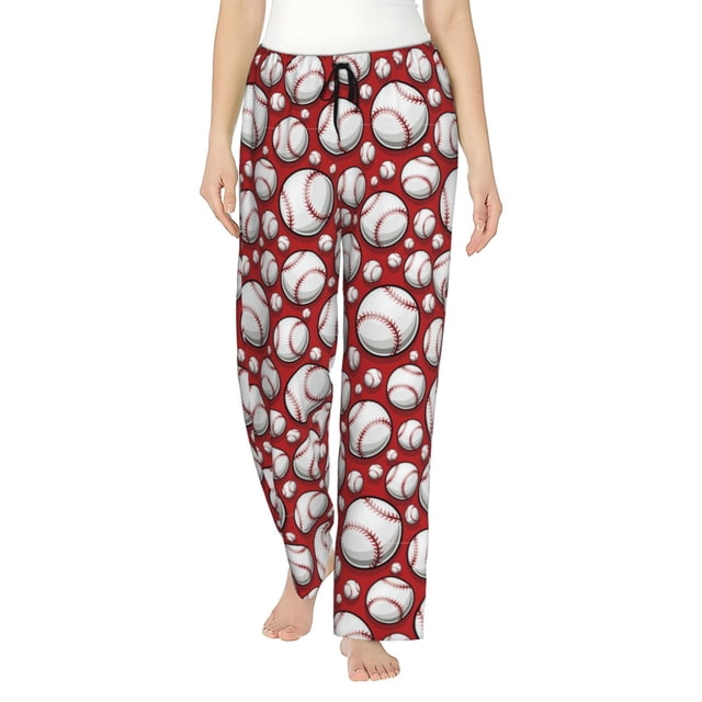 Balery Cute Baseball Pantalones de pijama para mujer, pijamas ultraligeros, pantalones de estar por casa-XX-Large