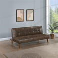 thumbnail image 6 of Pemberly Row Faux Leather Tufted Convertible Sofa Bed Dark Coffee Brown, 6 of 12