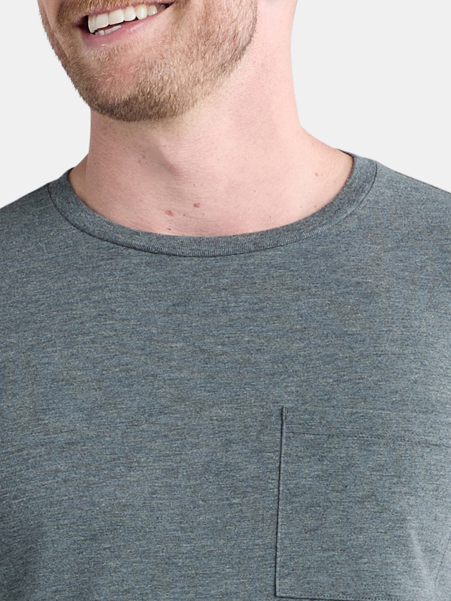 Athletic Works Men's and Big Men's Tri Blend Long Sleeve Pocket Tee, Sizes XS-5XL