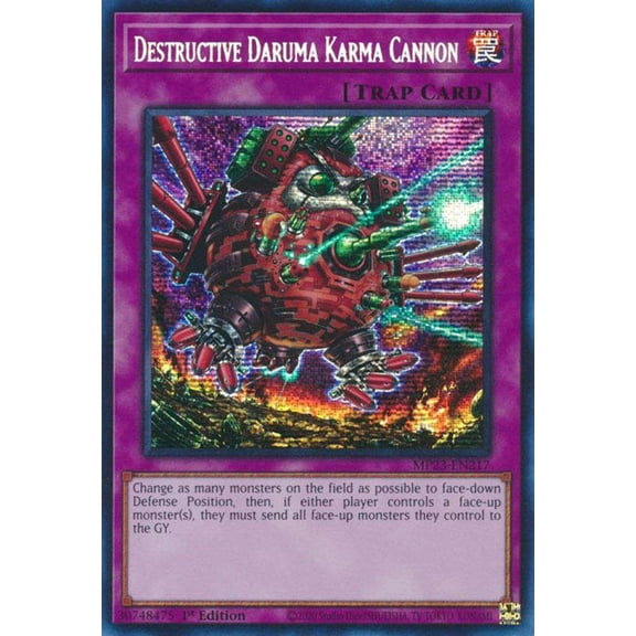 YuGiOh 25th Anniversary Tin: Dueling Heroes Prismatic Secret Rare Destructive Daruma Karma Cannon MP23-EN217