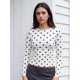 thumbnail image 2 of Blusas de mujer de otoño, manga larga, cuello redondo, estampado de lunares, estilo casual y corte ajustado, ideales para salir., 2 of 6