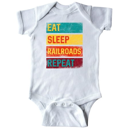

Inktastic Railroading Train Lover Eat Sleep Railroads Repeat Gift Baby Boy or Baby Girl Bodysuit