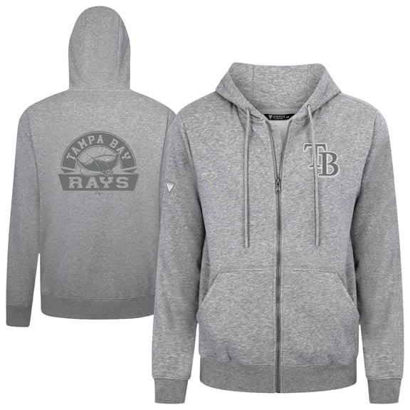 Men's Levelwear Heather Gray Tampa Bay Rays Podium Banner Arch Full-Zip Hoodie
